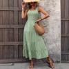Dames U-hals Mouwloze Midi Jurk Losse Pasvorm Hoge Taille Elegante Gelaagde A-lijn Maxi Jurk