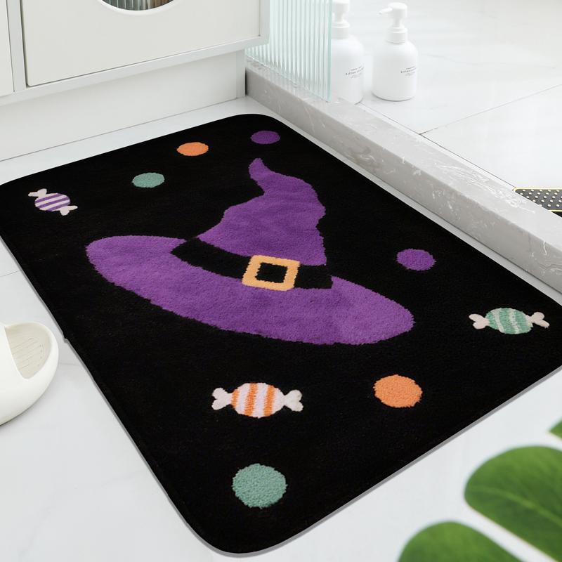 

Purple witch hat pattern bathroom floor mat, bathtub absorbent foot mat, shower room small carpet decorative mat 40X60CM