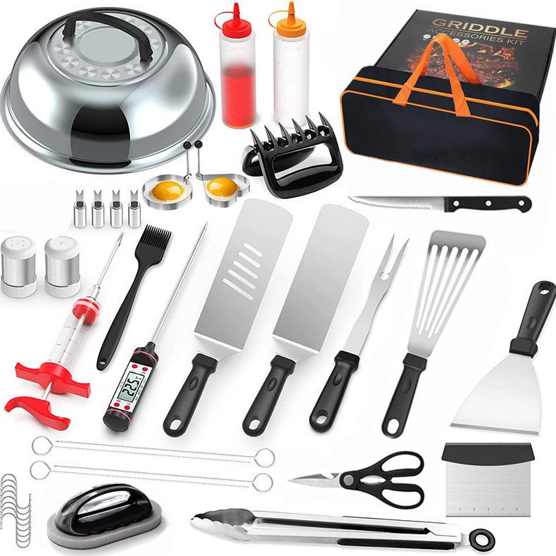 Outdoor BBQ Tool Set: Stainless Steel Grill & Frying Spatulas