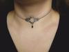 Vintage Animal Pendant Necklace With Black Glass Beads And Cross Chain For Women