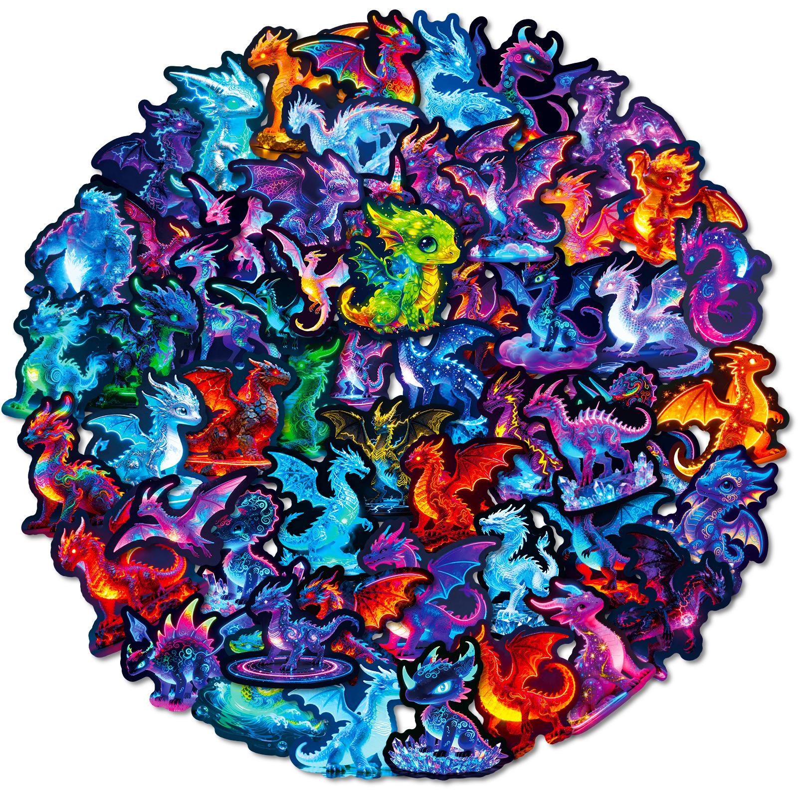 

56pcs Cool Neon Flying Dragon Graffiti Stickers designed for DIY Suitcase Phone Guitar Laptop Car Motorcycle Skateboard Children Decals