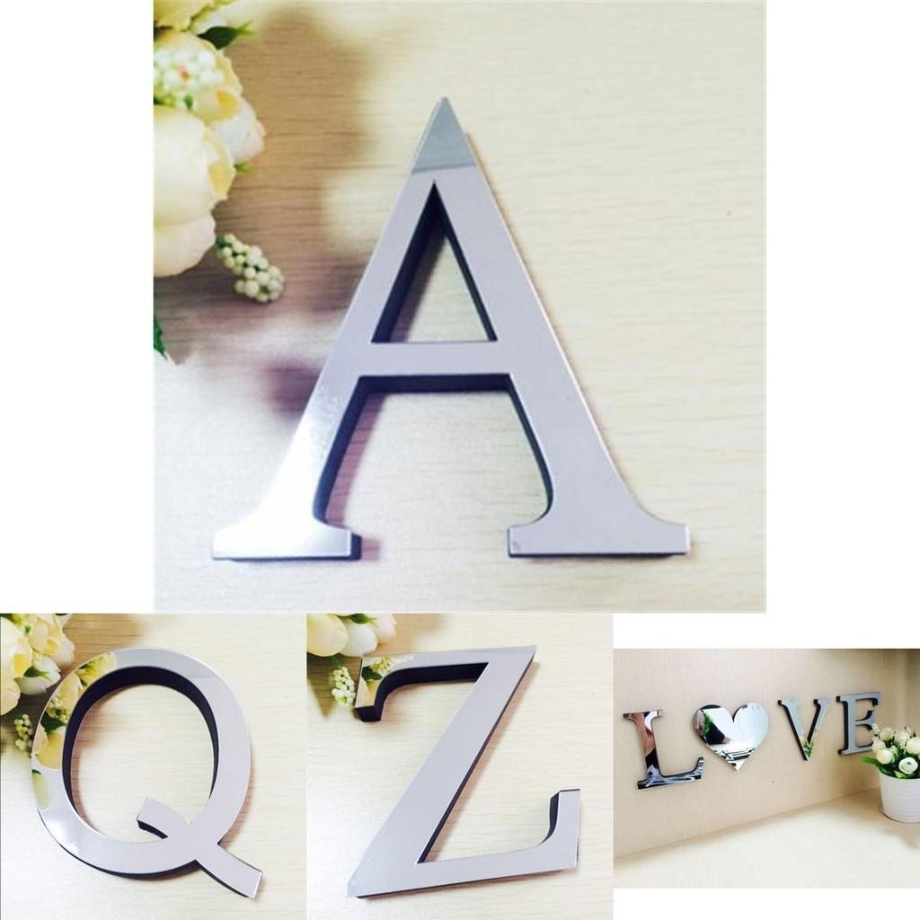 Chic 4 Letters Love Home Furniture Mirror Tiles Self-adhesive Wall Sticker Decor