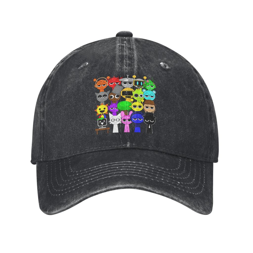 Sprunkis Cartoon Unisex Baseball Caps Cartoon Game Distressed Denim Washed Hats Cap Outdoor Activities Adjustable Headwear