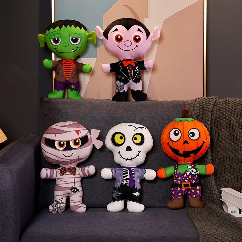 30cm Halloween Doll Plush Toy Funny Pumpkin Man Skeleton Monster Doll Halloween Prop Decoration Doll Kids Scare Halloween Gift