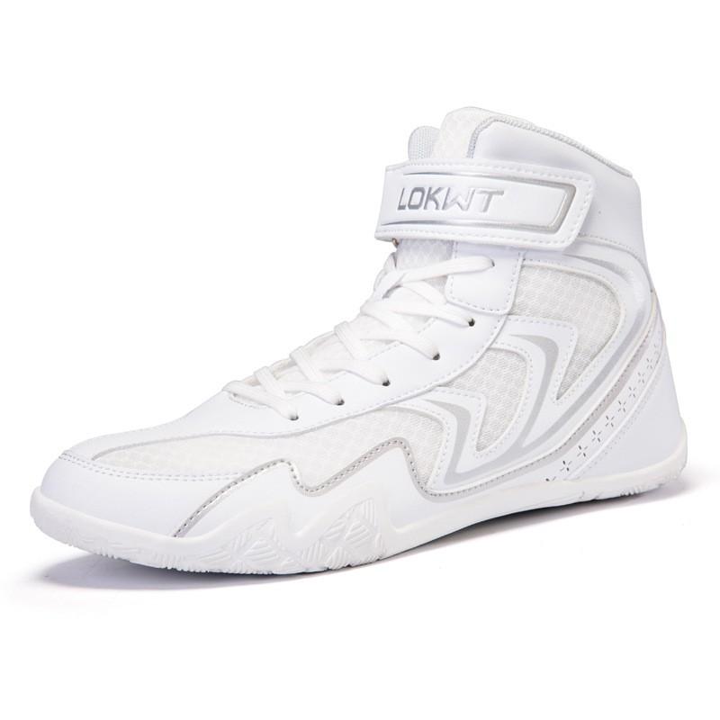 High-Top Boxing Shoes Men Women Breathable Mesh Upper Lace-Up Wrestling Sneakers Non-Slip Sport Footwear