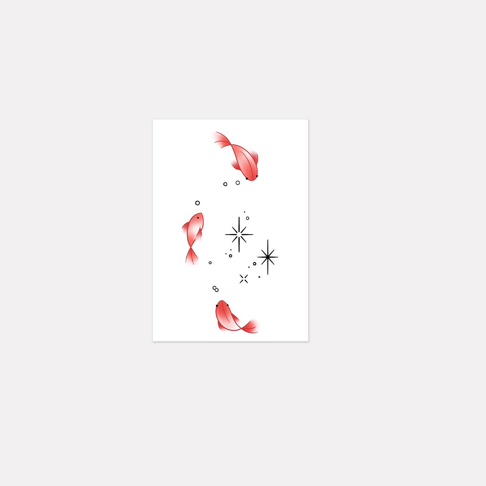 High-End Sense, Small, Fresh, Simple And Beautiful, Little Goldfish Stars, Arms, Waist And Abdomen Tattoo Stickers 7*10CM
