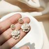 Elegant and Fashionable Summer Diamond Inlaid Pearl Flower Earrings for Women Korean Style Versatile Jewelry Accessories Gift