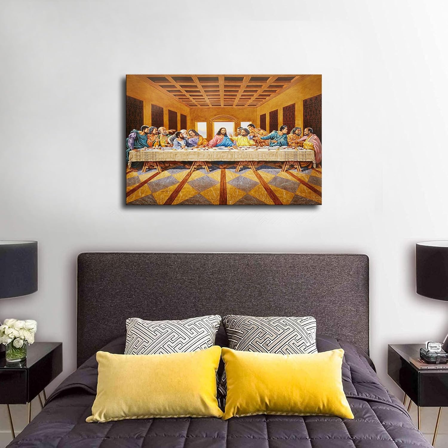 

ESasam African American Black Jesus Christ Last Supper Poster Picture Print Canvas Wall Art Bedroom Office Room Living Room Decor Gift 10L x 8W