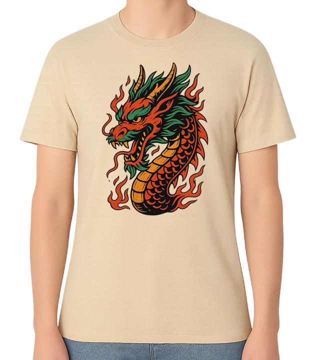 Fire Dragon Japanese Tattoo Style T-Shirt East Asian Japanese Irezumi Tee S разноцветный