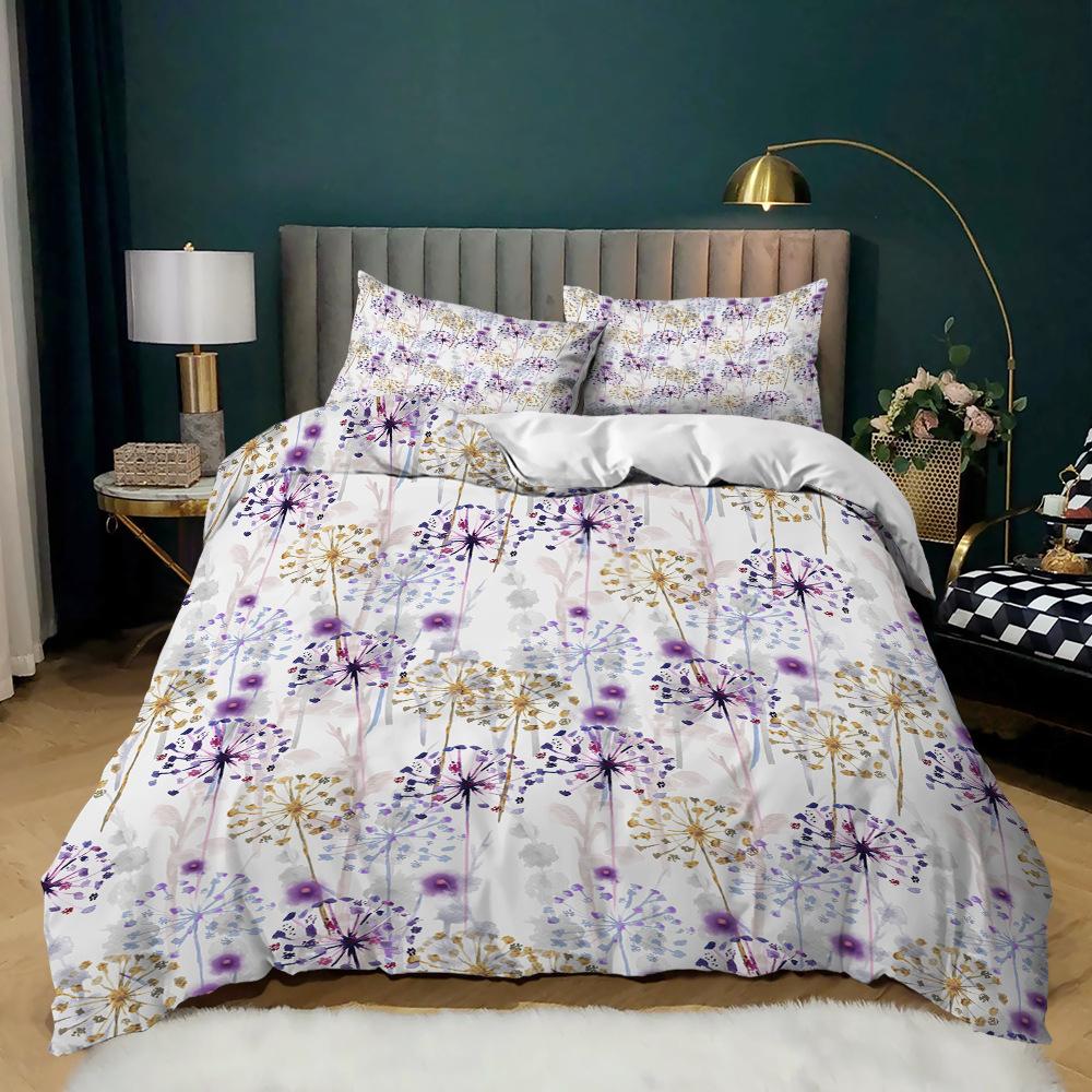 Small Fresh Floral Kit 3D Digital Printing Quilt Cover Bedding Flower Three-Piece Set
