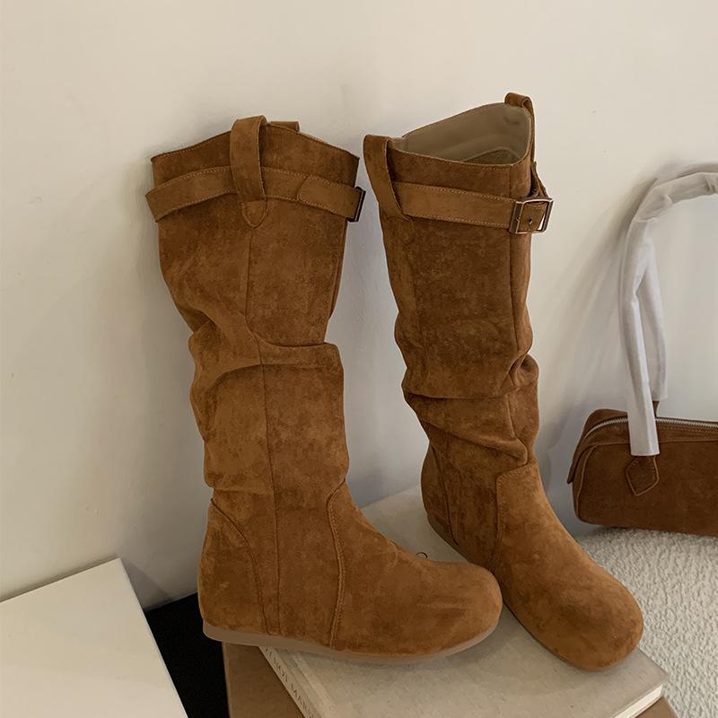 

Версия из овчины ретро высокие сапоги-трубы с внутренней высотой на танкетке женские осенне-зимние сапоги-чулки на плоской подошве в стиле вестерн ковбойские сапоги сапоги-рыцари 40
