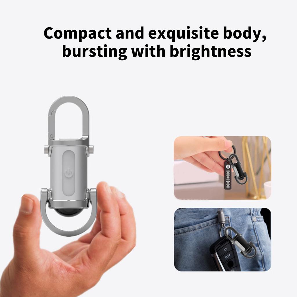 Rechargeable LED Keychain Multifunctional Work Light Keyring Practical Inspection Light Key Chain for Outdoor Activities