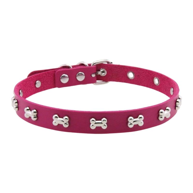 Punkowy skórzany naszyjnik choker z zawieszką w kształcie kości, regulowane zapięcie dla ostrej mody ulicznej