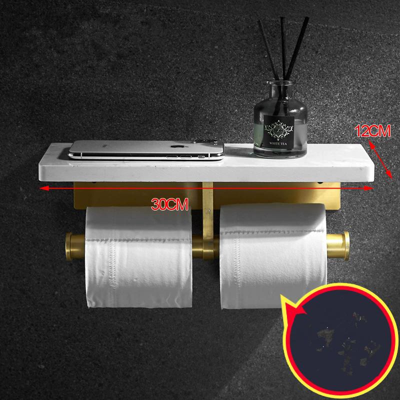 White Marble Bathroom Paper Holder with Phone Holder Brushed Gold Paper Roll Holder Tissue Holder Rack Toilet Paper Holder