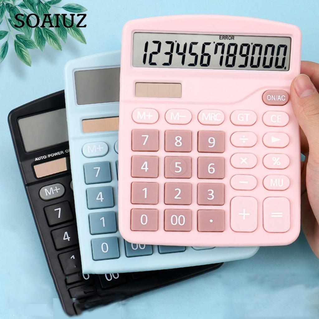 Desktop Calculator Standard Function Calculator with 12-Digit Large LCD Display Solar & Battery
