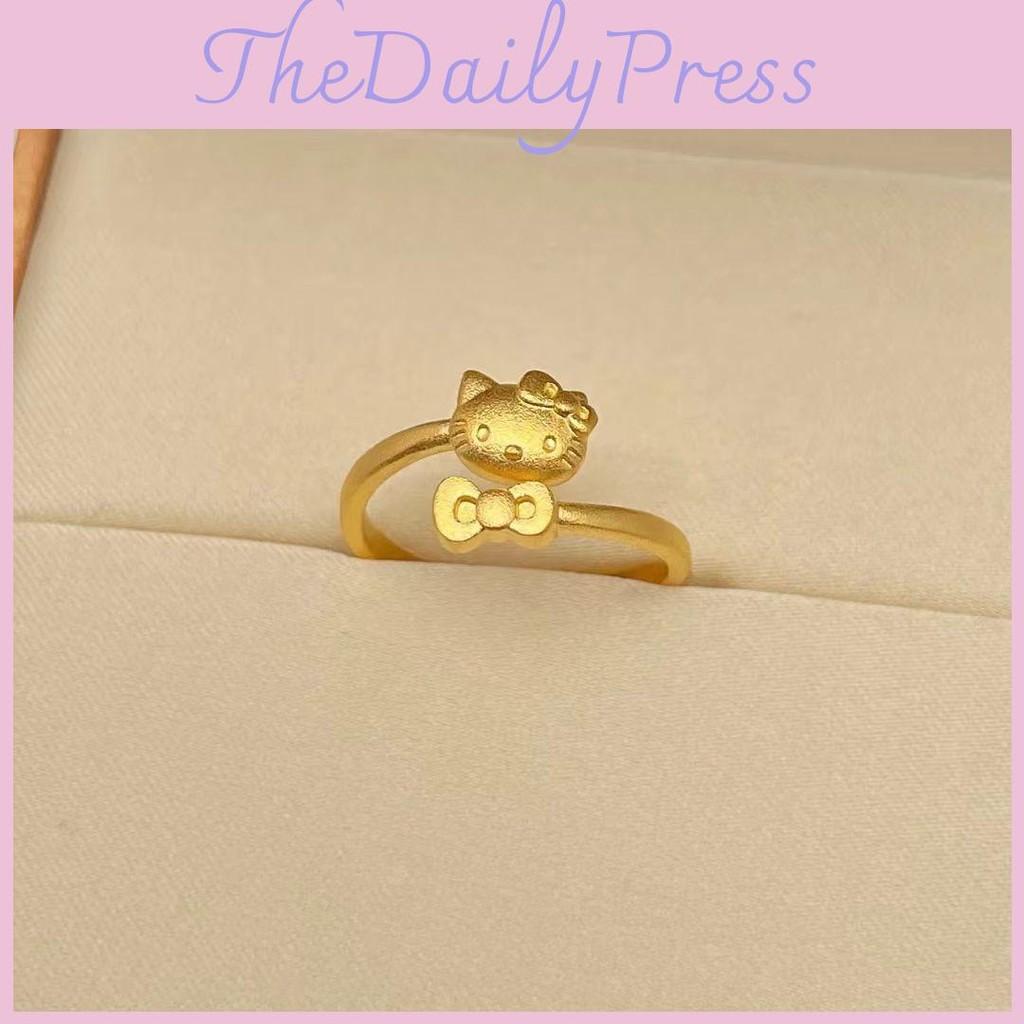 Gold Tone Playful Kitty Cat Ring Adjustable Size Cute Finger Jewelry For Fashion Couples
