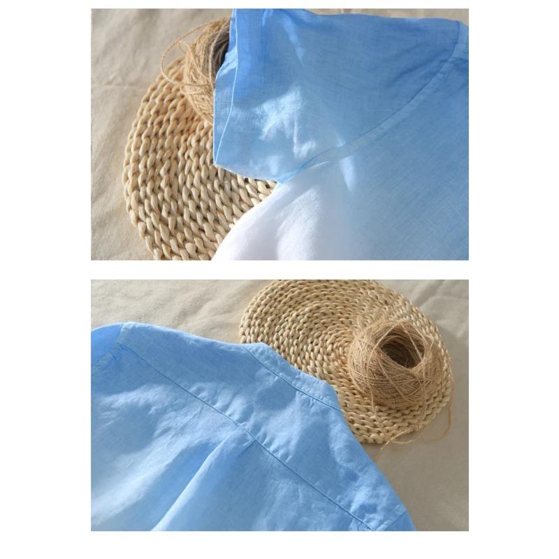 Short Sleeved Shirt Cool Breathable Comfortable Healthy Gradient Blue Hawaiian Beach Men's Cardigan Shirts