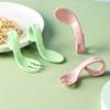 Portable Tableware Sets Antislip Utensils Infant Training Baby Twist Fork Spoon Suit 2Pcs/Set