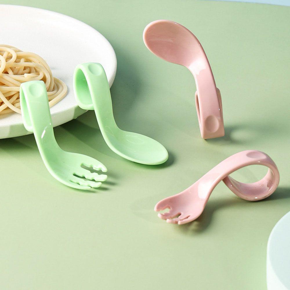 Portable Tableware Sets Antislip Utensils Infant Training Baby Twist Fork Spoon Suit 2Pcs/Set
