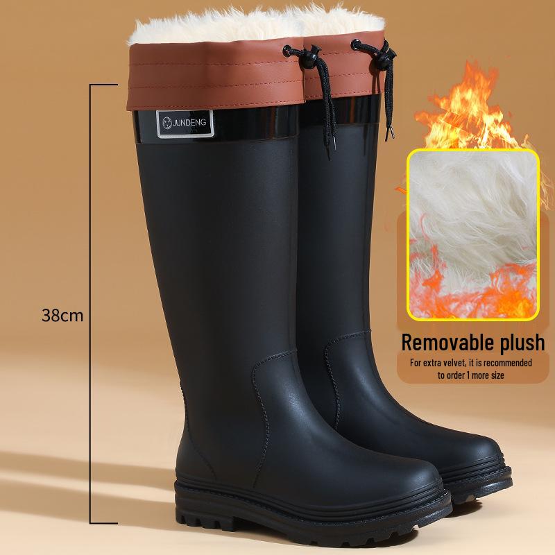 Damesmode Hoge Waterdichte Antislip Rubberen Regenschoenen met Zachte Zool