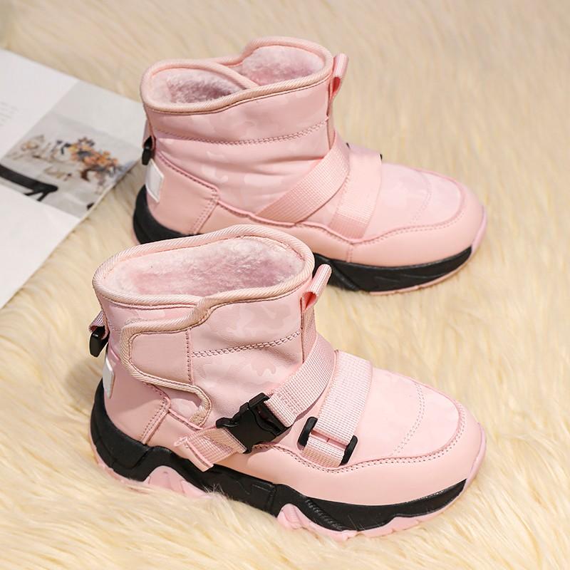 28-38 Children's Winter Plus Plush Warm Snow Boots Cotton Boots Fashionable Waterproof Sports Shoes