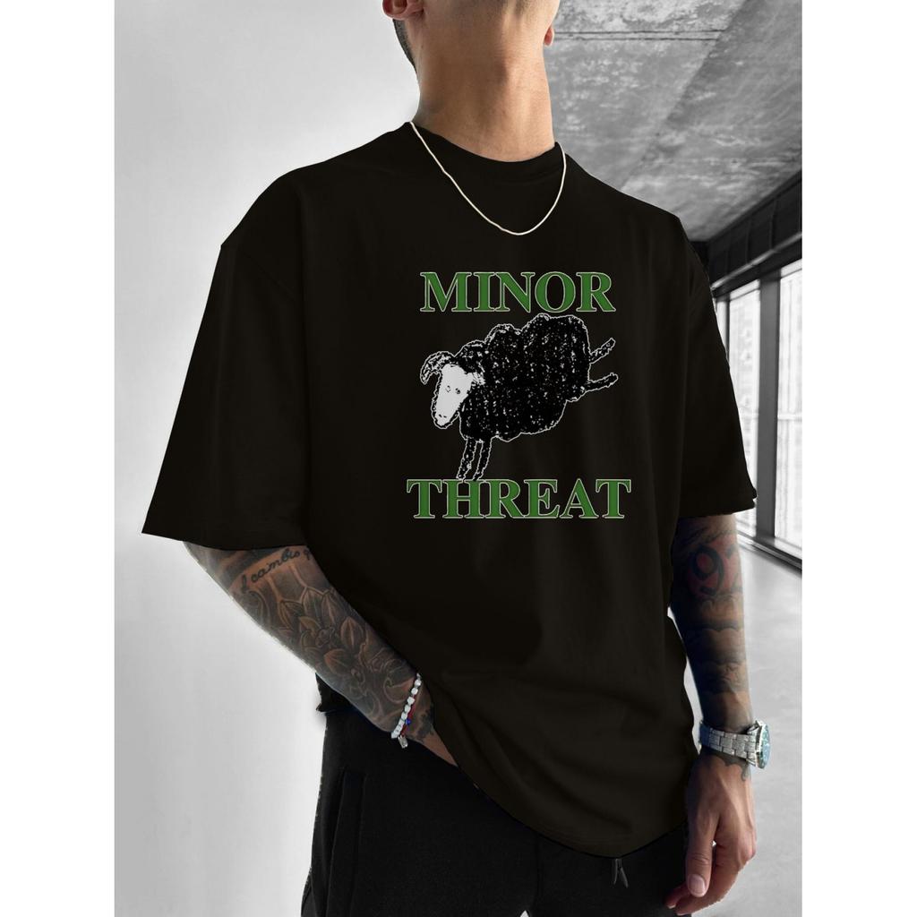 Minor Threat Sheep Pattern TShirt Printing Punk Rock Style Round Neck Casual Printed Short Sleeve Mens TShirt Summer