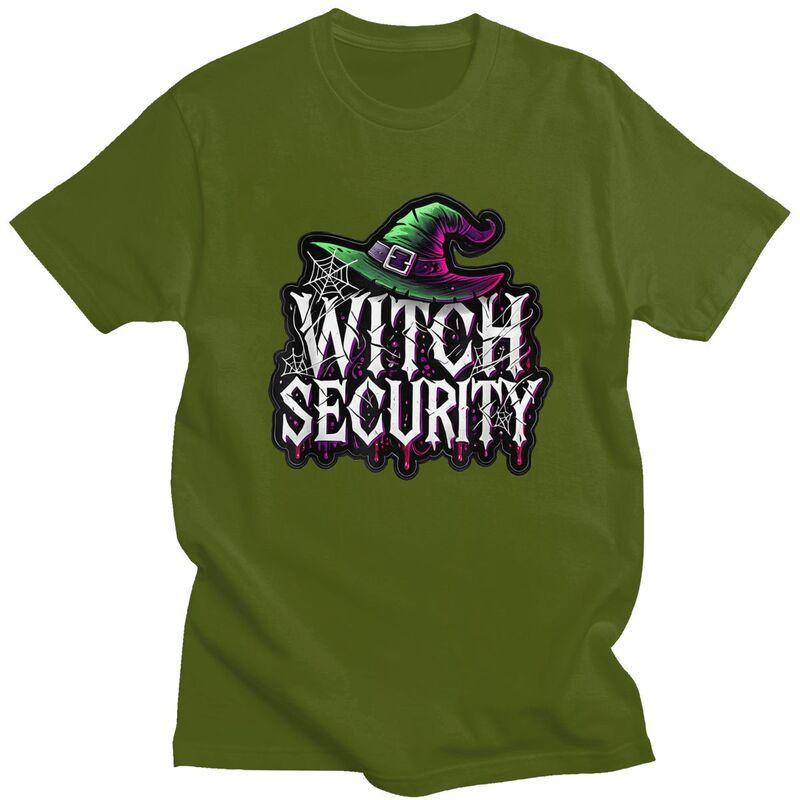 Custom Trendy Witch Security Halloween Joke T Shirt Men Short Sleeve Pure Cotton Tshirt Leisure Tee Tops Streetwear Tshirt