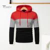 Men Fall Winter Hoodie Colorblock Drawstring Long Sleeves Big Pocket Hooded Retro Thin Loose School Daily Wear Casual Sport Top