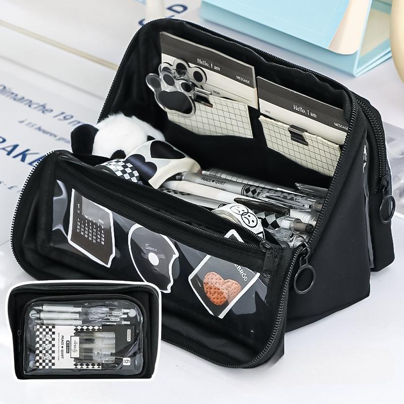 1pcs Simple Nine-layer Large Capacity Pencil Bags Double-sided Detachable Pencil Box Multi-functional Stationery Storage Bag