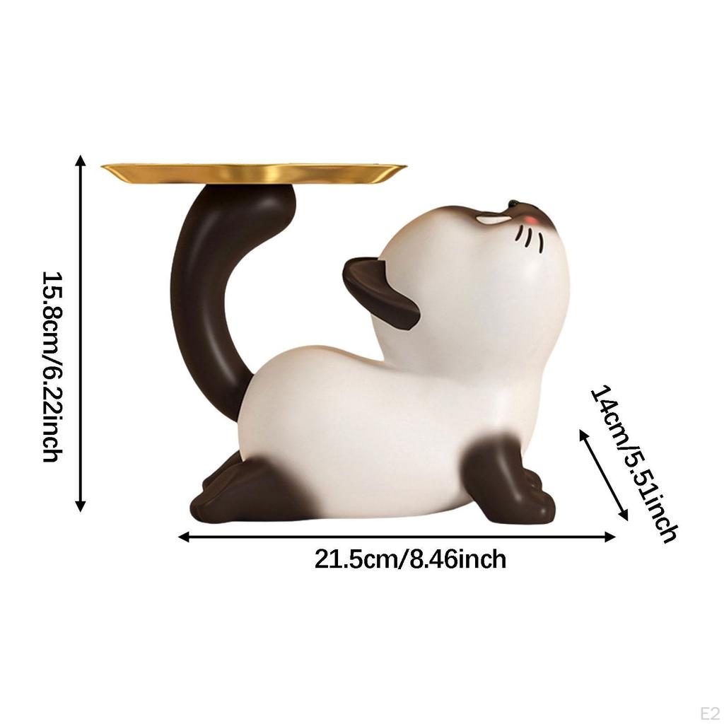 Harz Katzenstatue Organizer Multifunktional Niedliche Kätzchenfigur Aufbewahrungstablett für Schlafzimmer Büro