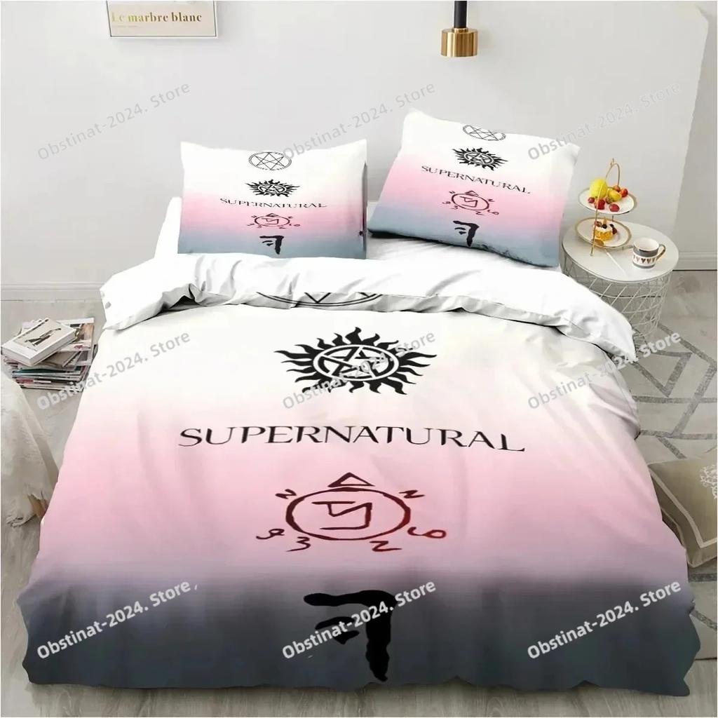 Supernatural Logo Bedding Set Duvet Cover Bed Set Quilt Cover Pillowcase Comforter king Queen Size Boys Adult Bedding Set
