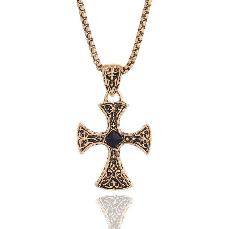 European and American New Fashionable Cross Pendant Necklace Electroplated Hip-hop Retro Style Necklace