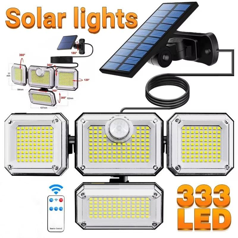 333 LED Solar Outdoor Light with 270° Turn-around IP65 Waterproof Motion Sensor Human Body Sensing Garden Solar Wall Light