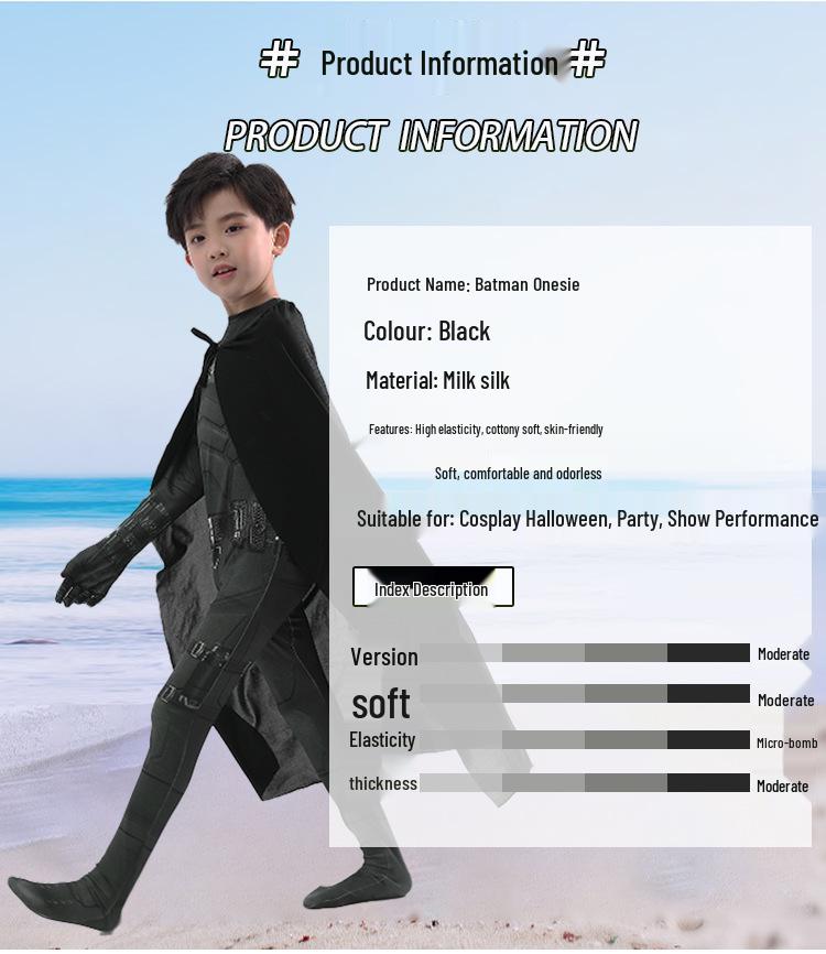 Kids' Halloween Cosplay Costume: Muscle Batman and Superman Jumpsuit Set