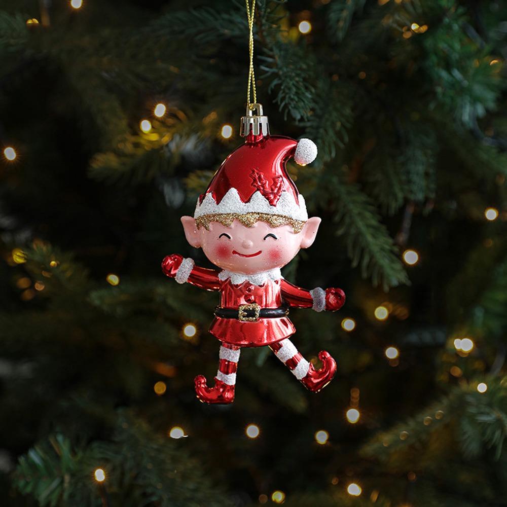 Santa Claus Christmas Elf Pendant Shiny Red Merry Christmas Decor  Holiday Party Decor