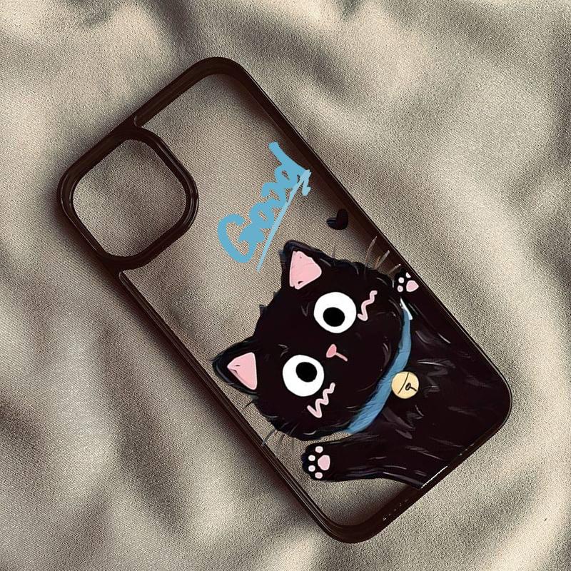 Funny Couple Phone Case for IPhone 13 15 Cover for 16 11 14 Pro Max 12 Mini X XS XR SE 14 Plus Cartoon Black Cat Shells Fundas