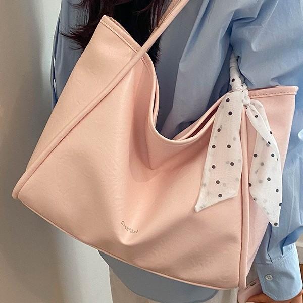 The New Korean Version Of The Large-Capacity Tote Bag, Women'S Trendy Fashion And Simple Shoulder Bag, Commuter Solid Color Handbag.