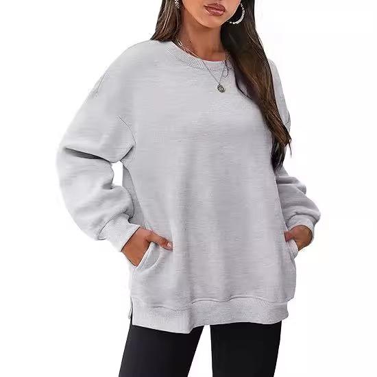Women's Oversized Plus Velvet Round Neck Pullover Sweatshirt