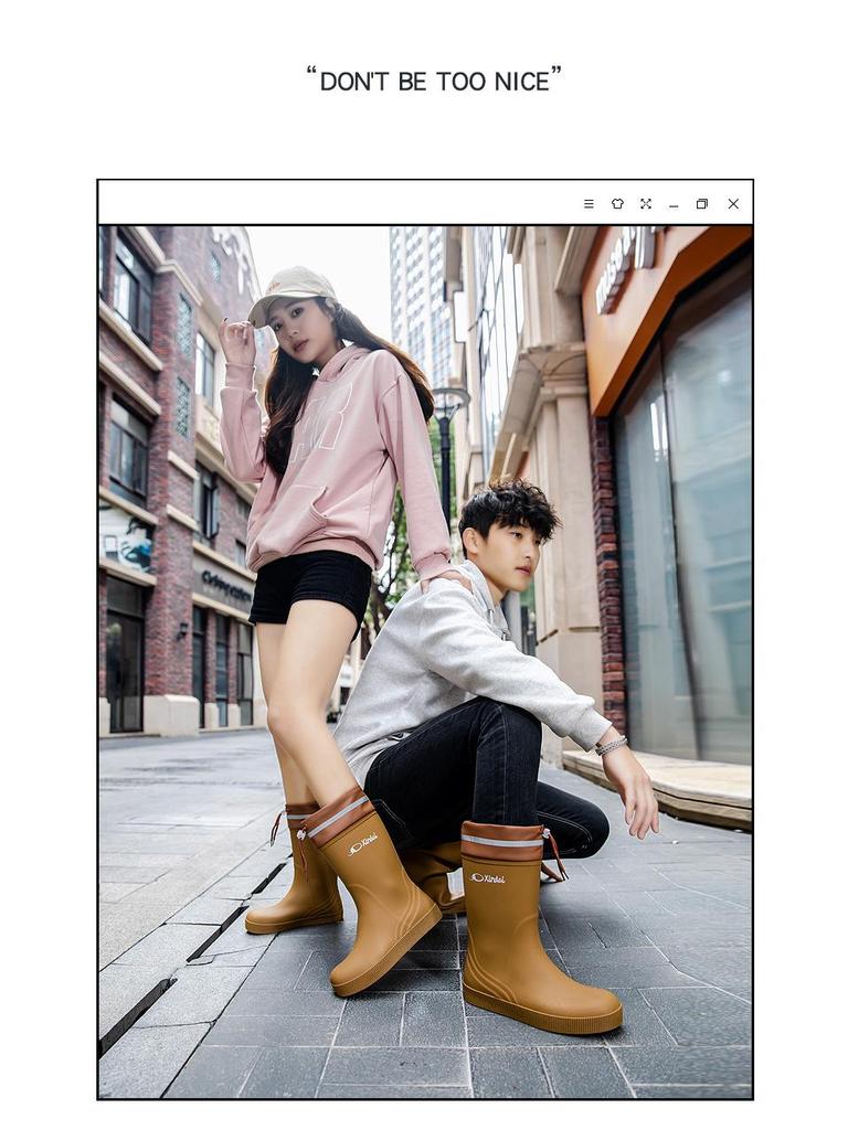 Trendige Damen- & Herren-Halbrohr-Wasserdichte Rutschfeste Regenstiefel - Verschleißfeste Gummischuhe für Arbeit & Autowäsche