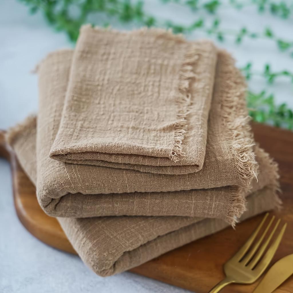 set of 10 Gauze Cotton Cloth Napkins 32x32cm Fabric Wedding Decor Everyday Use Dinner Tea Towel Table Village  Christmas Napkins