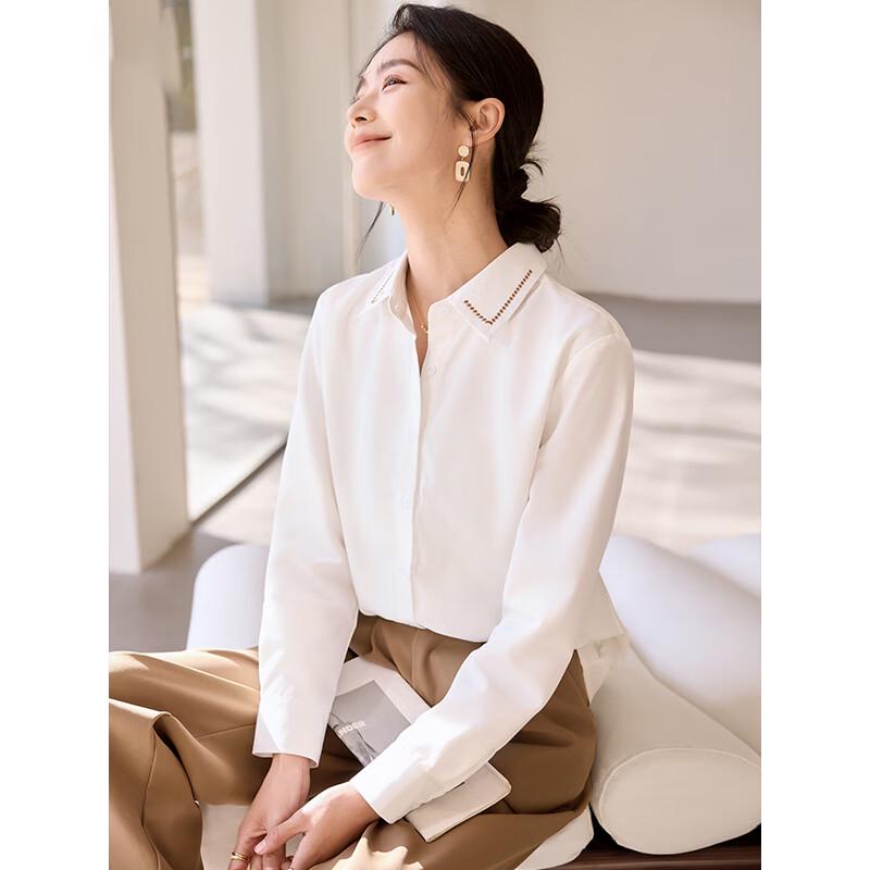 Women's Embroidered Lace Lapel Long Sleeve Shirt