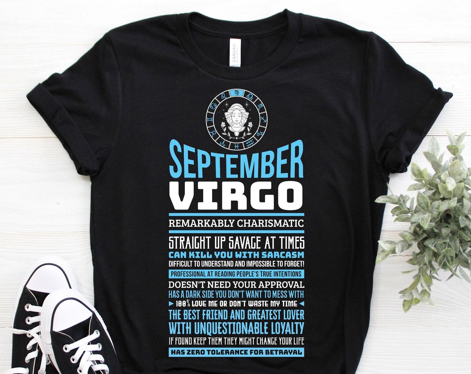 Virgo Facts Traits Horoscope Zodiac Astrological Sign Funny T-Shirt, Born On August 23 - September 22 Gifts, Cool Virgo Birthday Present Tee 120