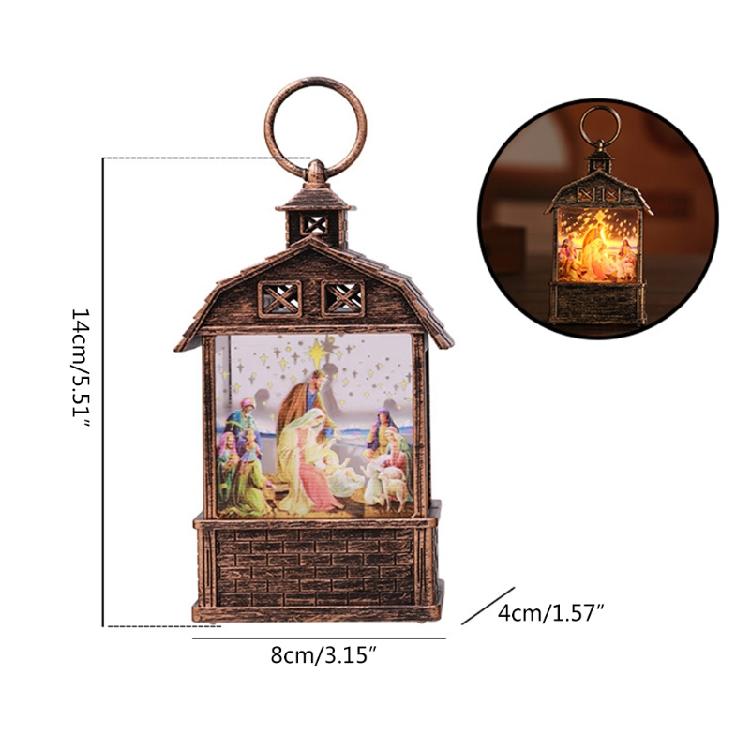 Christmas Lantern Man Snowman Deer Jesus Pattern Glowing Lamp Ornament Portable