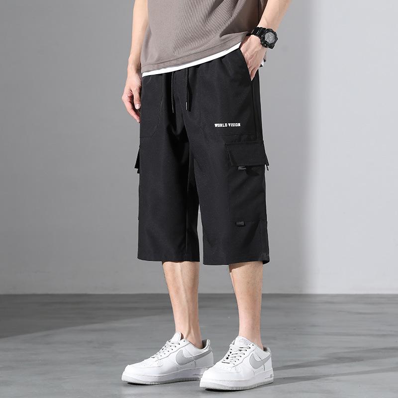 

Men s Plus Size Summer Cargo Shorts - Loose Fit, Trendy Straight-Leg Casual Sportswear 3XL чёрный