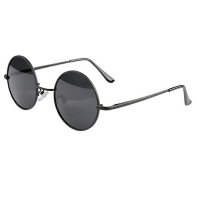 Lunettes de soleil rétro Vintage pour hommes et femmes, monture ronde en métal, verres noirs