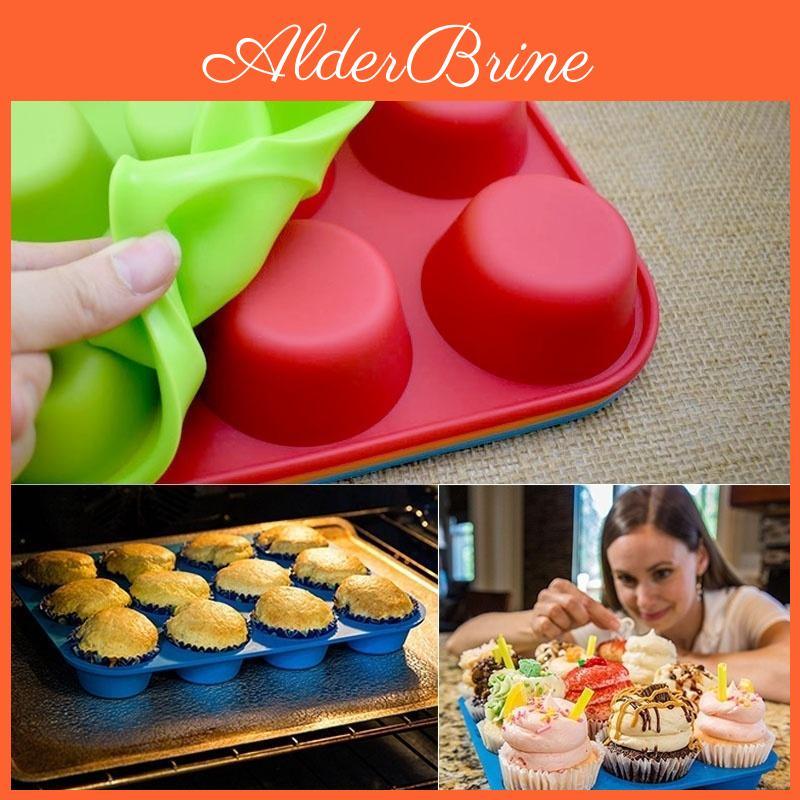 Baking Silicone Pan Muffin Cupcake Home Kitchen Rubber Trays Molds