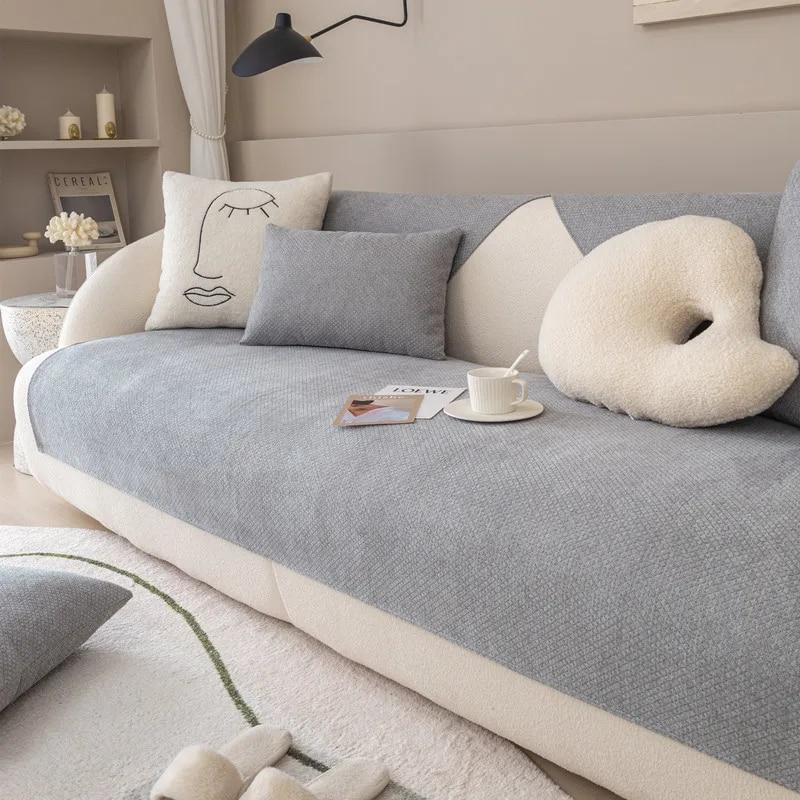 Pineapple Lines Fabric Sofa Cover Towel Solid Color Universal Living Room Sofa Cushion Mat Non-Slip Sofa Cushion Backrest Cover