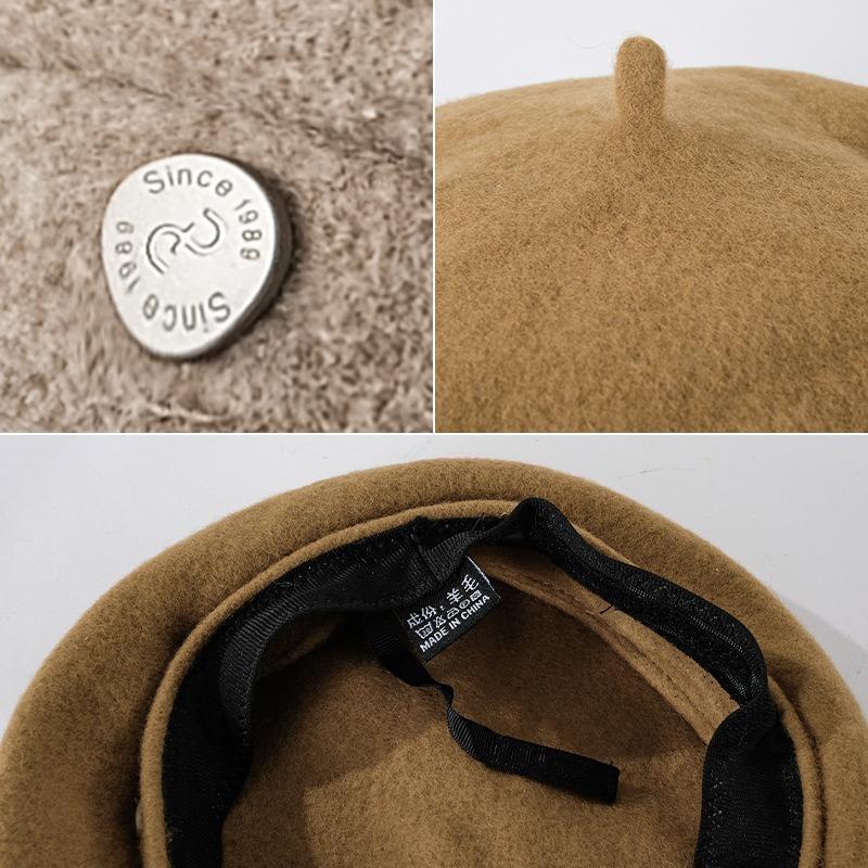 New Woolen Beret Lady Autumn and Winter Face Small Bud Hat Temperament Retro Versatile Painter Hat