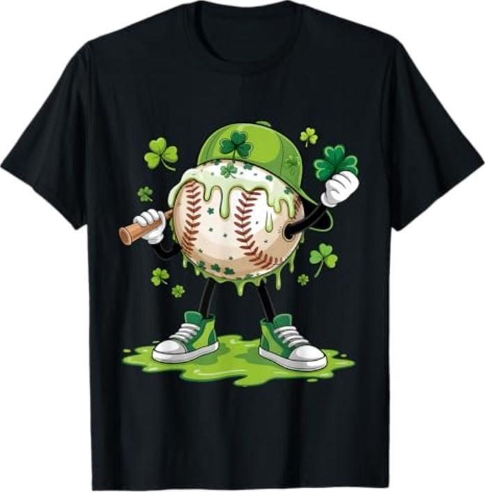 Baseball Drip St Patricks Day Boys Baseball St Patricks Day T-Shirt S