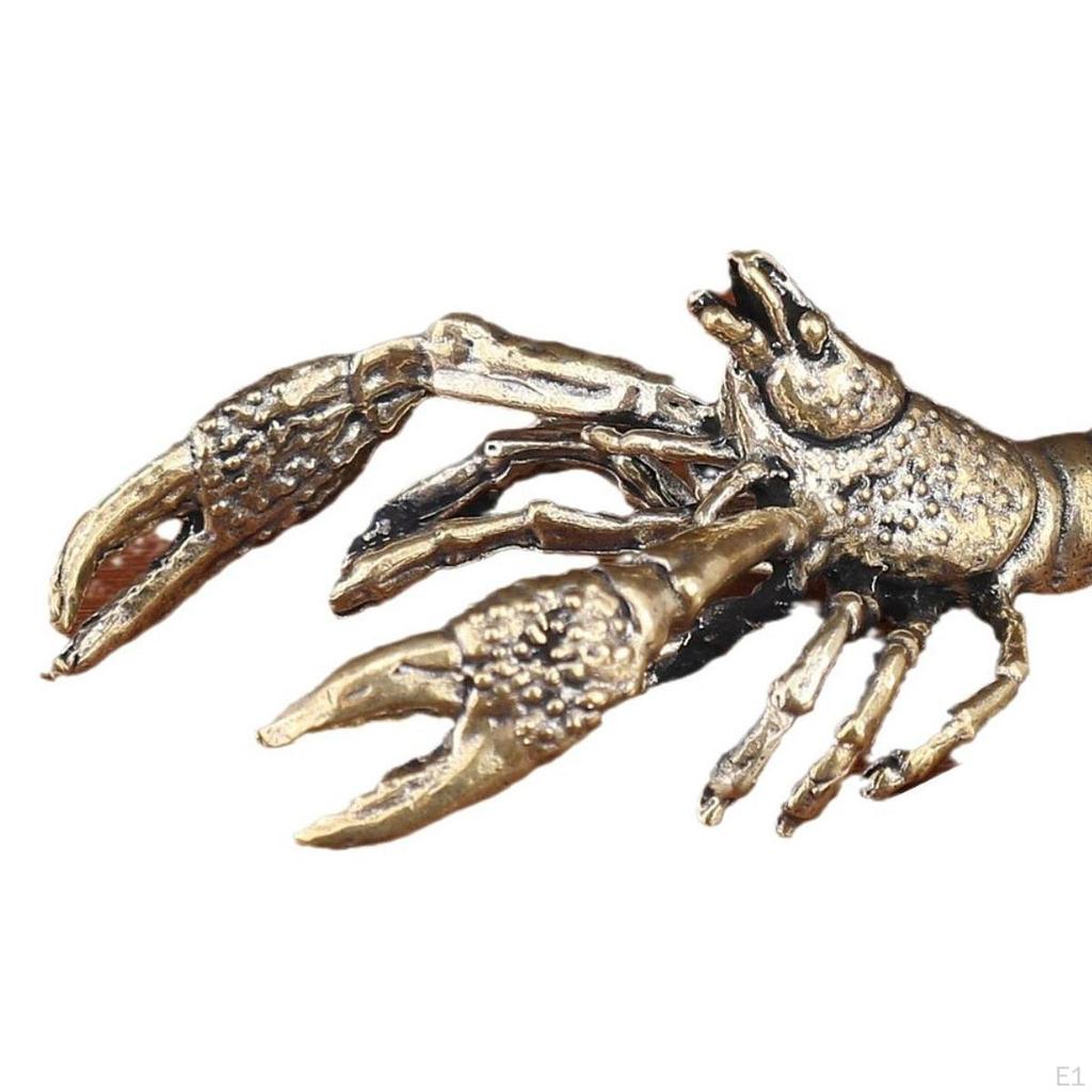 Crayfish Figurine Vintage Desktop Decorations Crafts Brass Gift Statue Tea Pet for Living